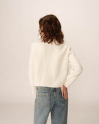Short Collarless Jacket Ecru Prune