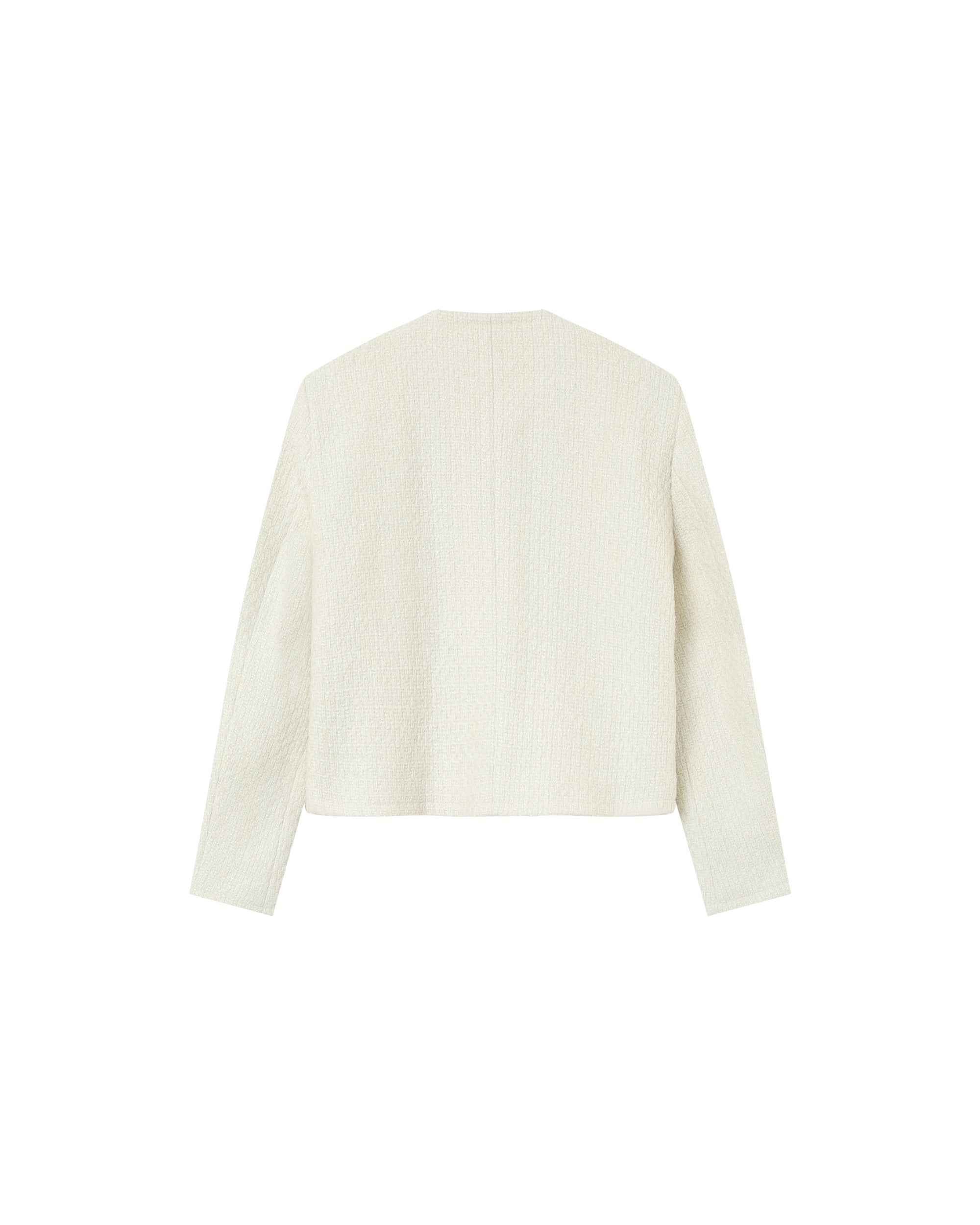 Short Collarless Jacket Ecru Prune