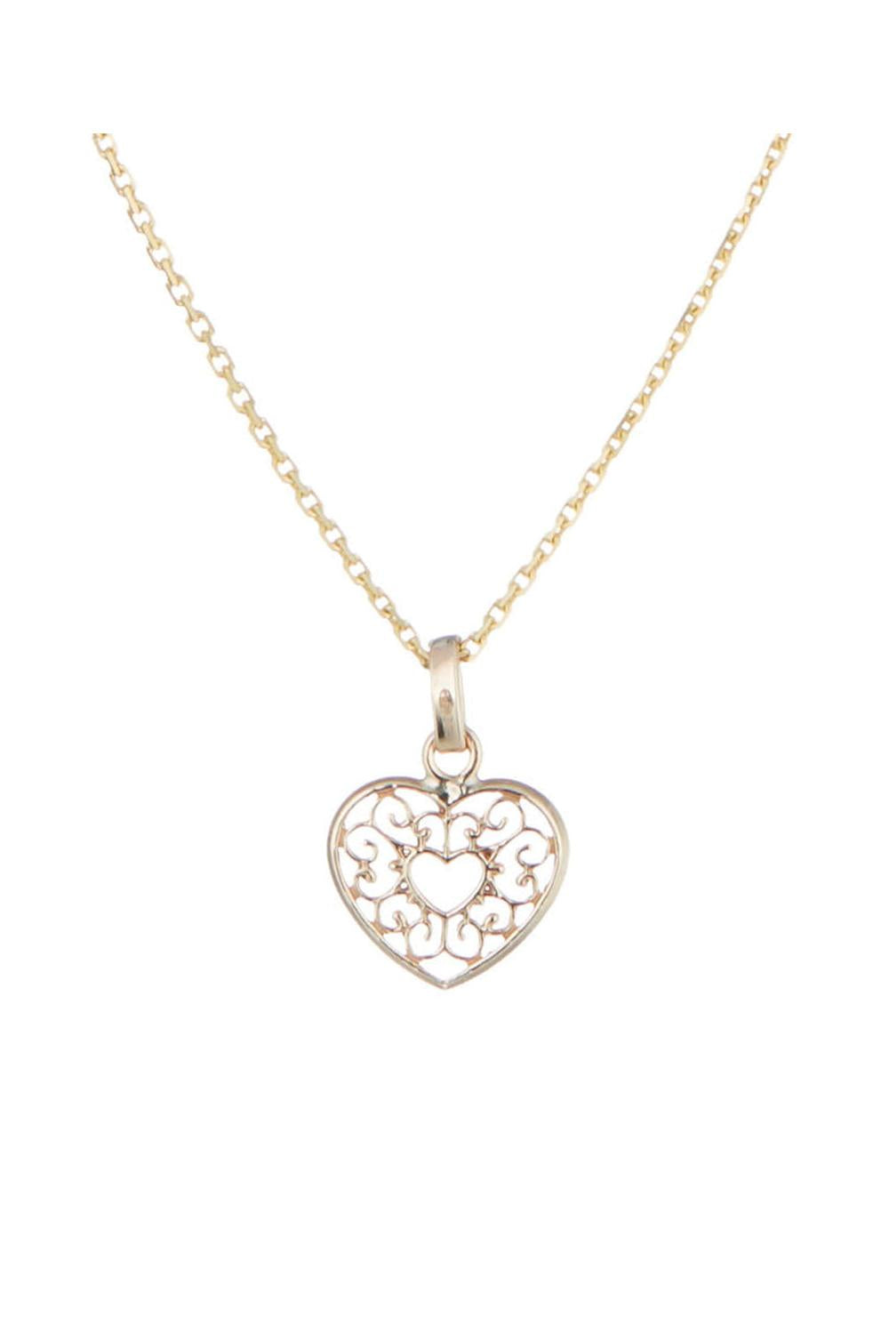“Arabesque Hearts” Pendant 375/1000 Yellow Gold