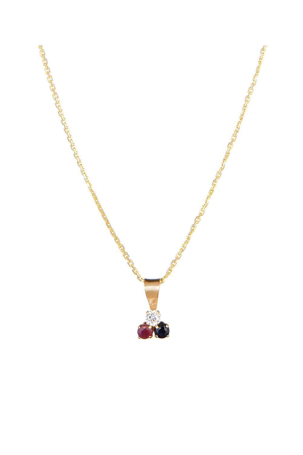 “Joli Trio” Sapphire And Ruby Pendant: 0.01Ct/2