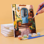Mini Peinture Par Numéros 15X20Cm (6 Pièces) - Architecture Européenne Et Fleurs