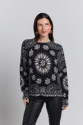 Pullover Bandana Presley - Noir Blanc - Femme - 100% Cachemire