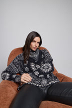 Pullover Bandana Presley - Noir Blanc - Femme - 100% Cachemire