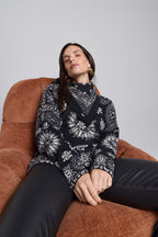 Pullover Bandana Presley - Noir Blanc - Femme - 100% Cachemire