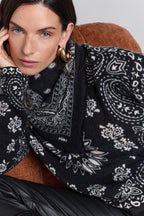 Pullover Bandana Presley - Noir Blanc - Femme - 100% Cachemire