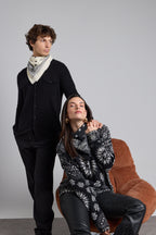 Pullover Bandana Presley - Noir Blanc - Femme - 100% Cachemire