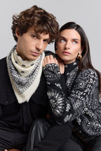Pullover Bandana Presley - Noir Blanc - Femme - 100% Cachemire
