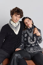Pullover Bandana Presley - Noir Blanc - Femme - 100% Cachemire