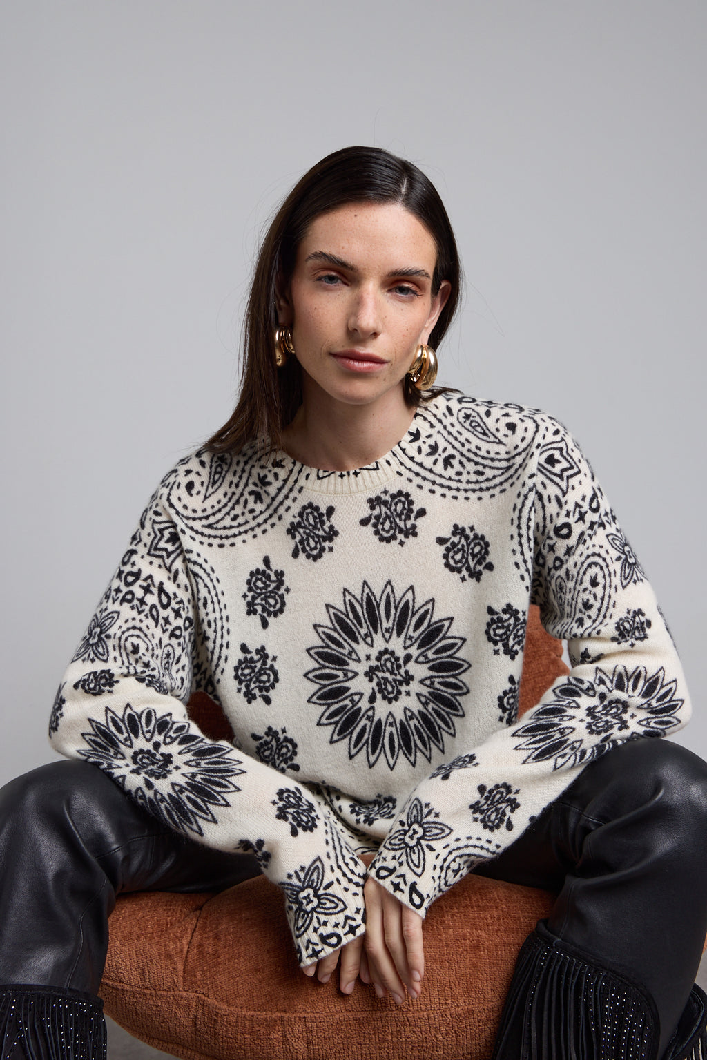 Jersey bandana Presley - Blanco negro - Mujer