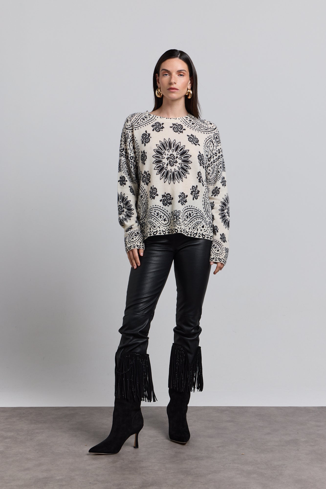 Jersey bandana Presley - Blanco negro - Mujer