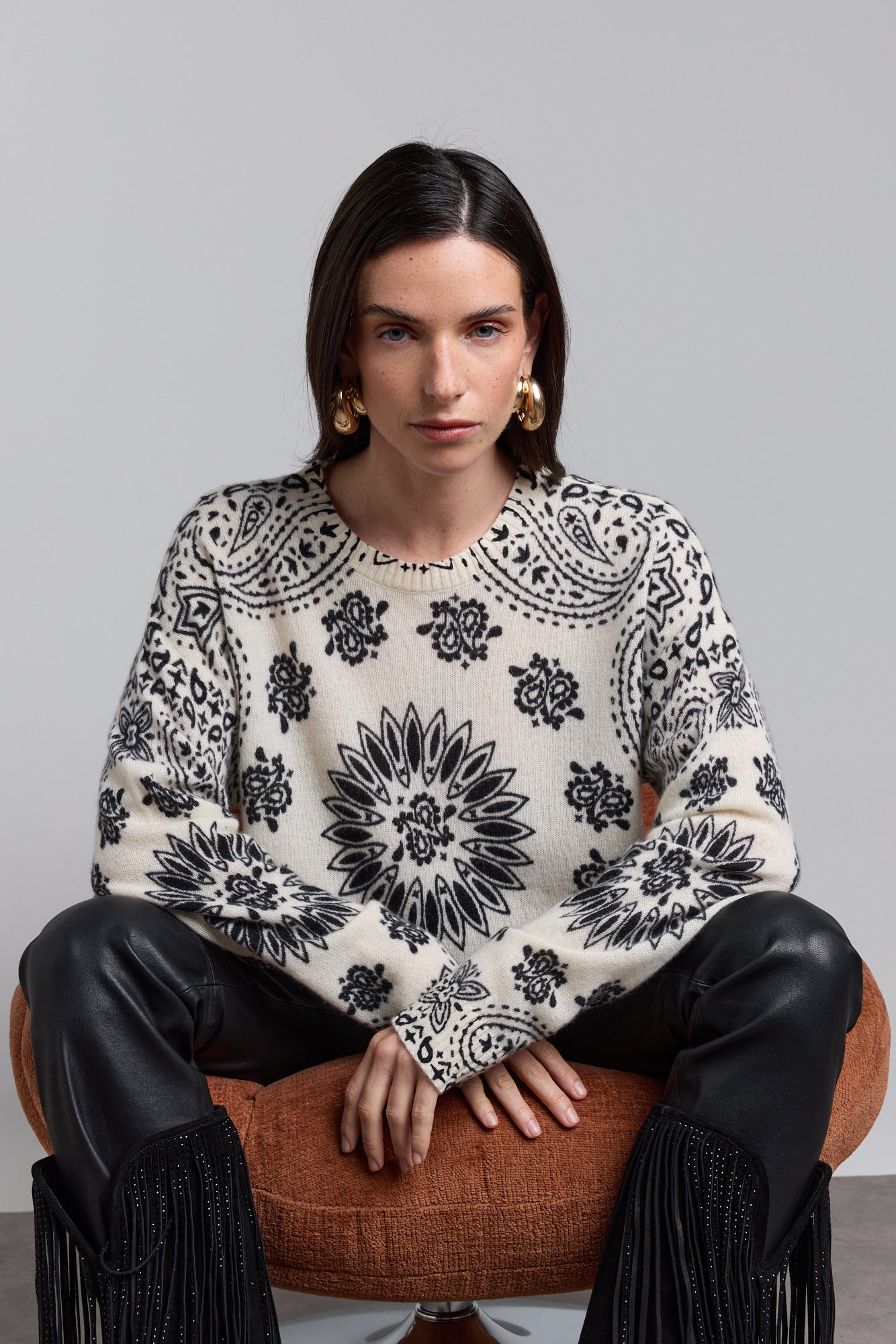 Jersey bandana Presley - Blanco negro - Mujer