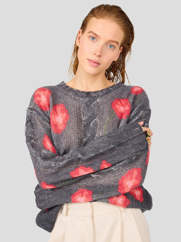 Ellis-striktrøje Med Sort Poppy-print