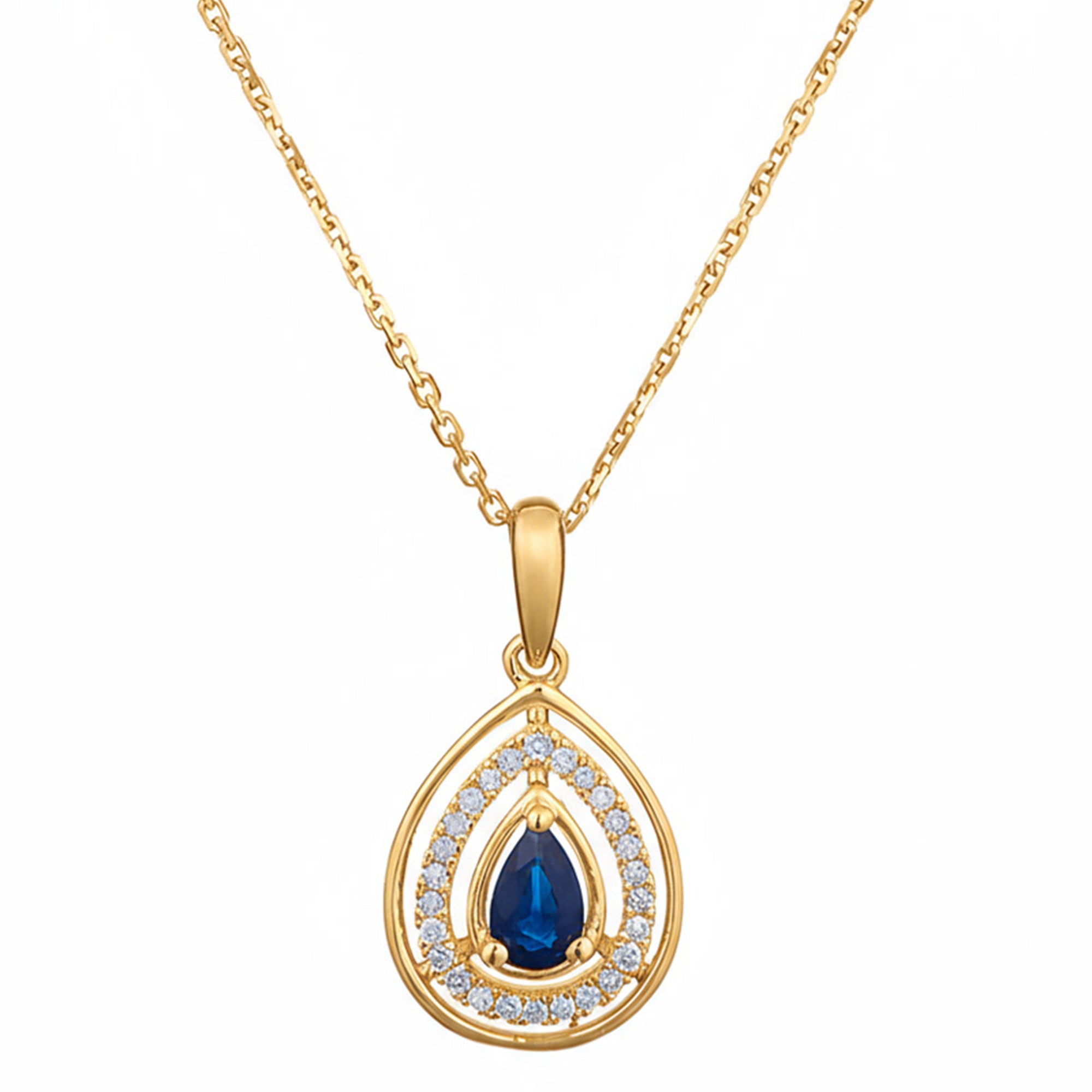 Pendentif "Océane" Diamants 0,09/26 & Saphir 0,30/1 - Or Jaune 375/1000