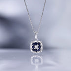 "Volga" Pendant with 0.03/8 Diamonds &amp; 0.58/8 Sapphire - 375/1000 White Gold