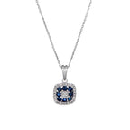 "Volga" Pendant with 0.03/8 Diamonds &amp; 0.58/8 Sapphire - 375/1000 White Gold
