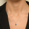 "Volga" Pendant with 0.03/8 Diamonds &amp; 0.58/8 Sapphire - 375/1000 White Gold