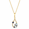 Colgante "Zafiro Elixir" Diamantes 0.01/2 & Topacio Azul 0.48/2 & Zafiro 0.25/4 - Oro Amarillo 375/1000