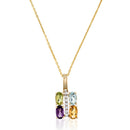 Pendentif "Cayuga" D0,04/7 Citrine 0,22/1 Améthyste 0,26/1 Topaze 0,35/1 & Périd - Or Jaune 375/1000