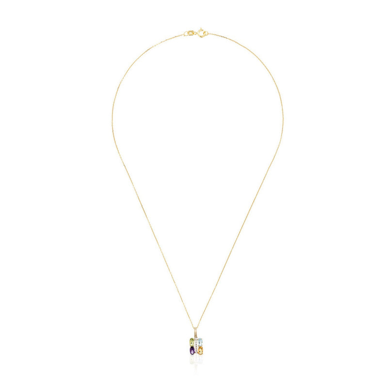 Pendentif "Cayuga" D0,04/7 Citrine 0,22/1 Améthyste 0,26/1 Topaze 0,35/1 & Périd - Or Jaune 375/1000