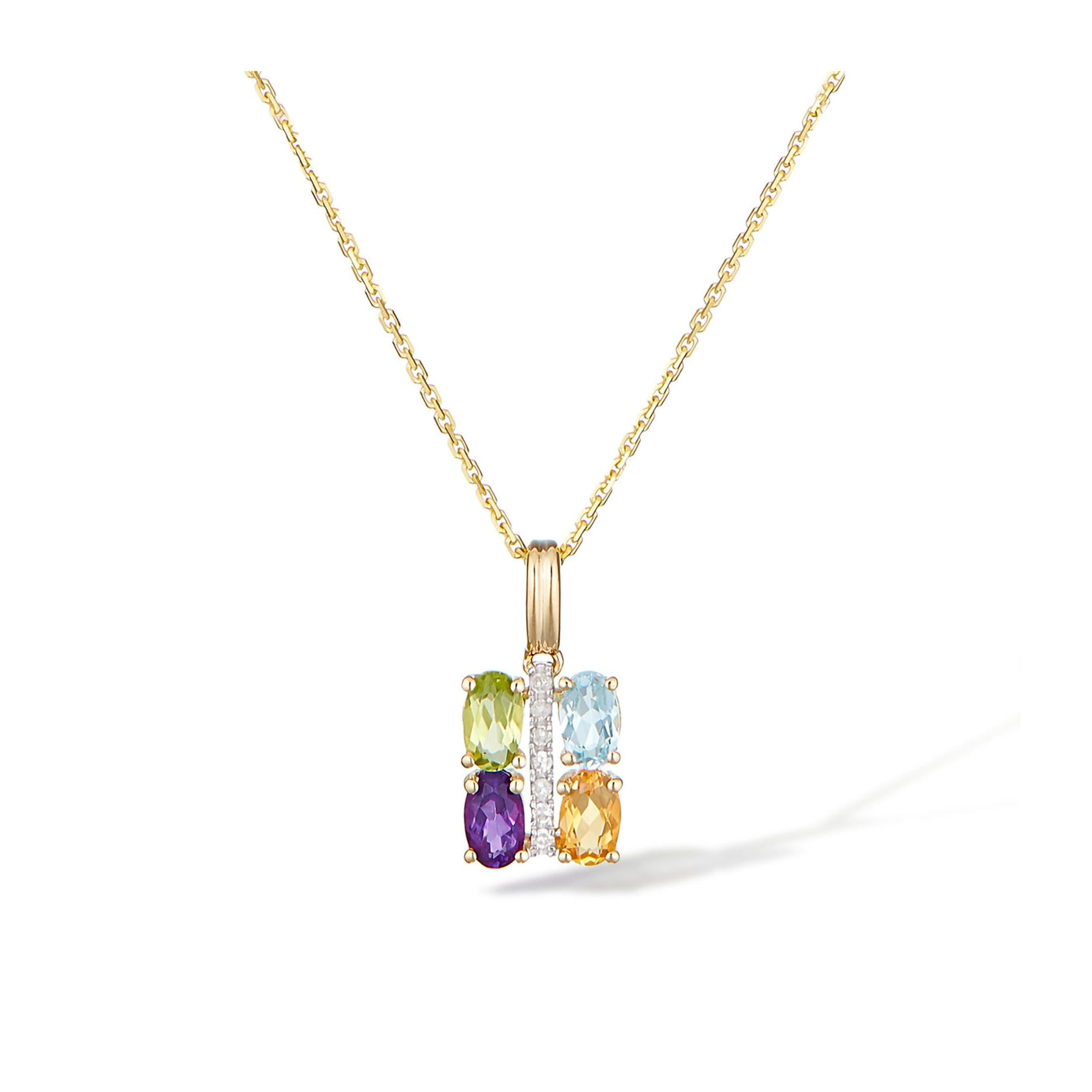 "Cayuga" Pendant D0.04/7 Citrine 0.22/1 Amethyst 0.26/1 Topaz 0.35/1 & Perid