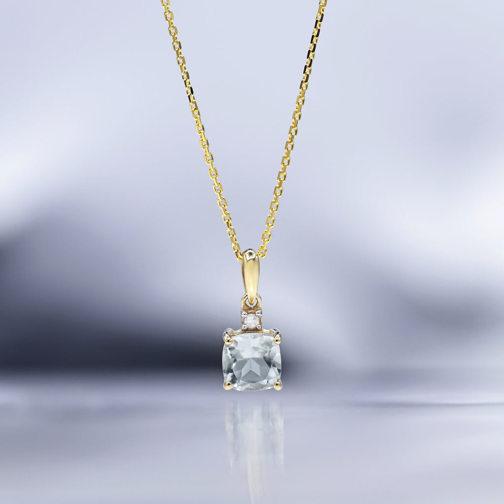 "Tonga" Pendant with 0.016/1 Diamonds &amp; 1.03/1 Green Amethyst - 375/1000 Yellow Gold