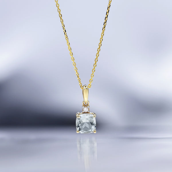 Colgante "Tonga" Diamantes 0.016/1 y Amatista Verde 1.03/1 - Oro amarillo 375/1000