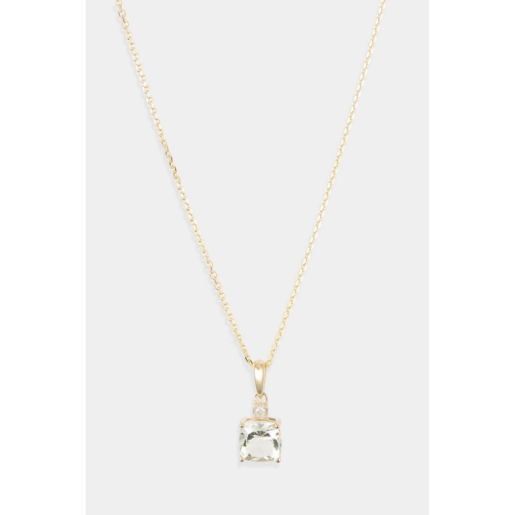 "Tonga" Pendant with 0.016/1 Diamonds &amp; 1.03/1 Green Amethyst - 375/1000 Yellow Gold