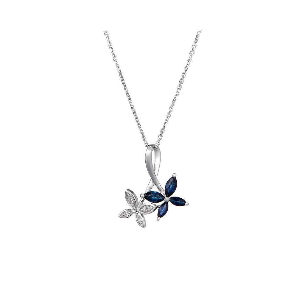 Pendentif "Héméra" Diamants 0,03/6 & Saphir 0,69/4 - Or Blanc 375/1000