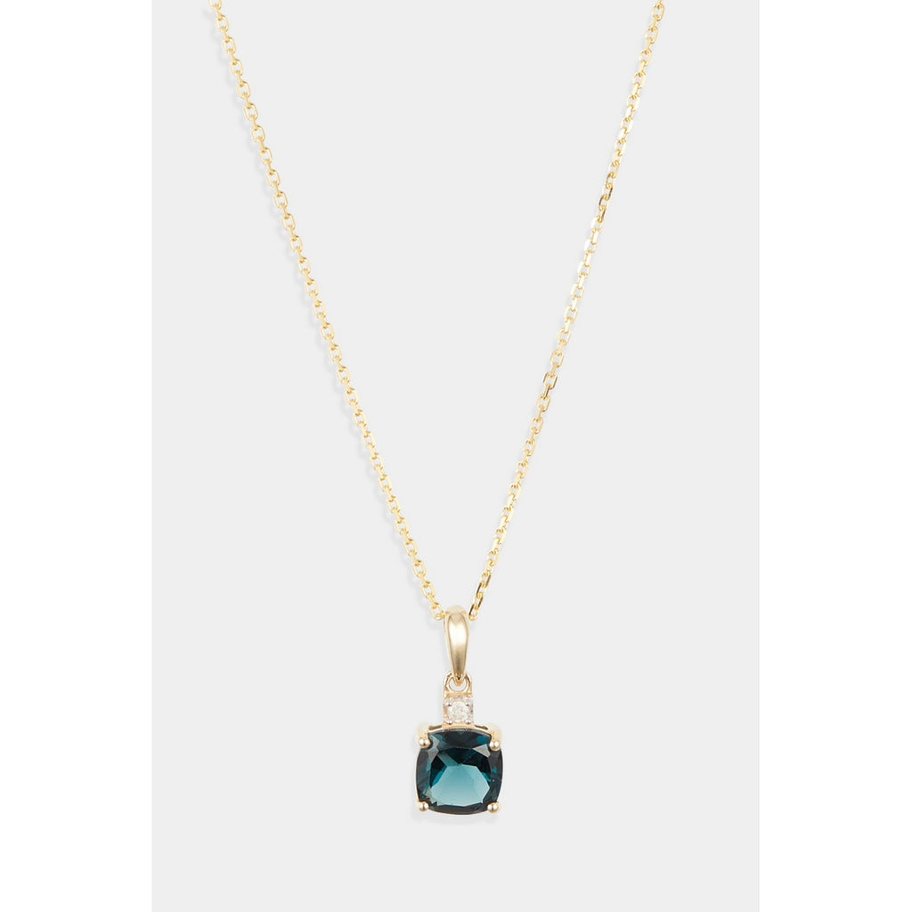 "Tonga" Pendant D0.016/1 &amp; London Blue Topaz 1.32/1 - 375/1000 Yellow Gold