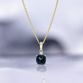 "Tonga" Pendant D0.016/1 &amp; London Blue Topaz 1.32/1 - 375/1000 Yellow Gold