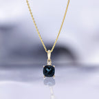 "Tonga" Pendant D0.016/1 &amp; London Blue Topaz 1.32/1 - 375/1000 Yellow Gold