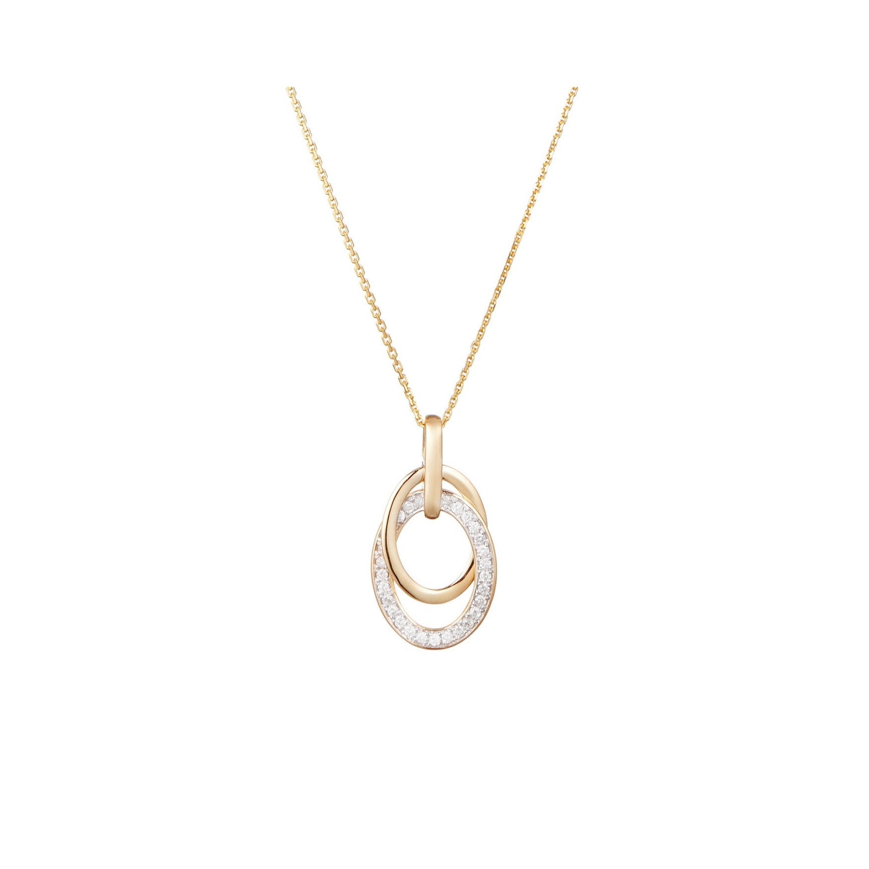"Double Jeu" Pendant with Diamonds 0.18/29 - 375/1000 Yellow Gold