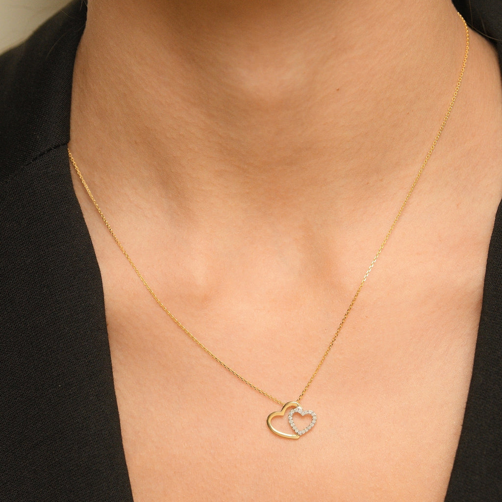 Pendentif "Two Ever" Or Jaune Et Diamants 0,11/20 - Or Jaune 375/1000