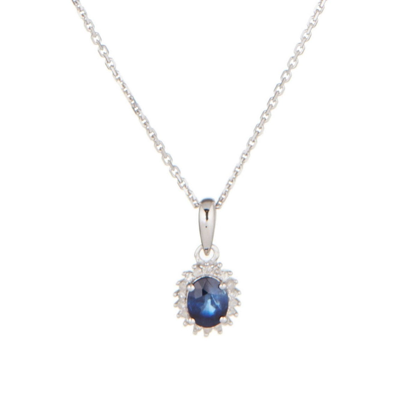 Pendentif "Abra" Diamants 0,06/18 Et Saphir 0,55/1 - Or Blanc 375/1000