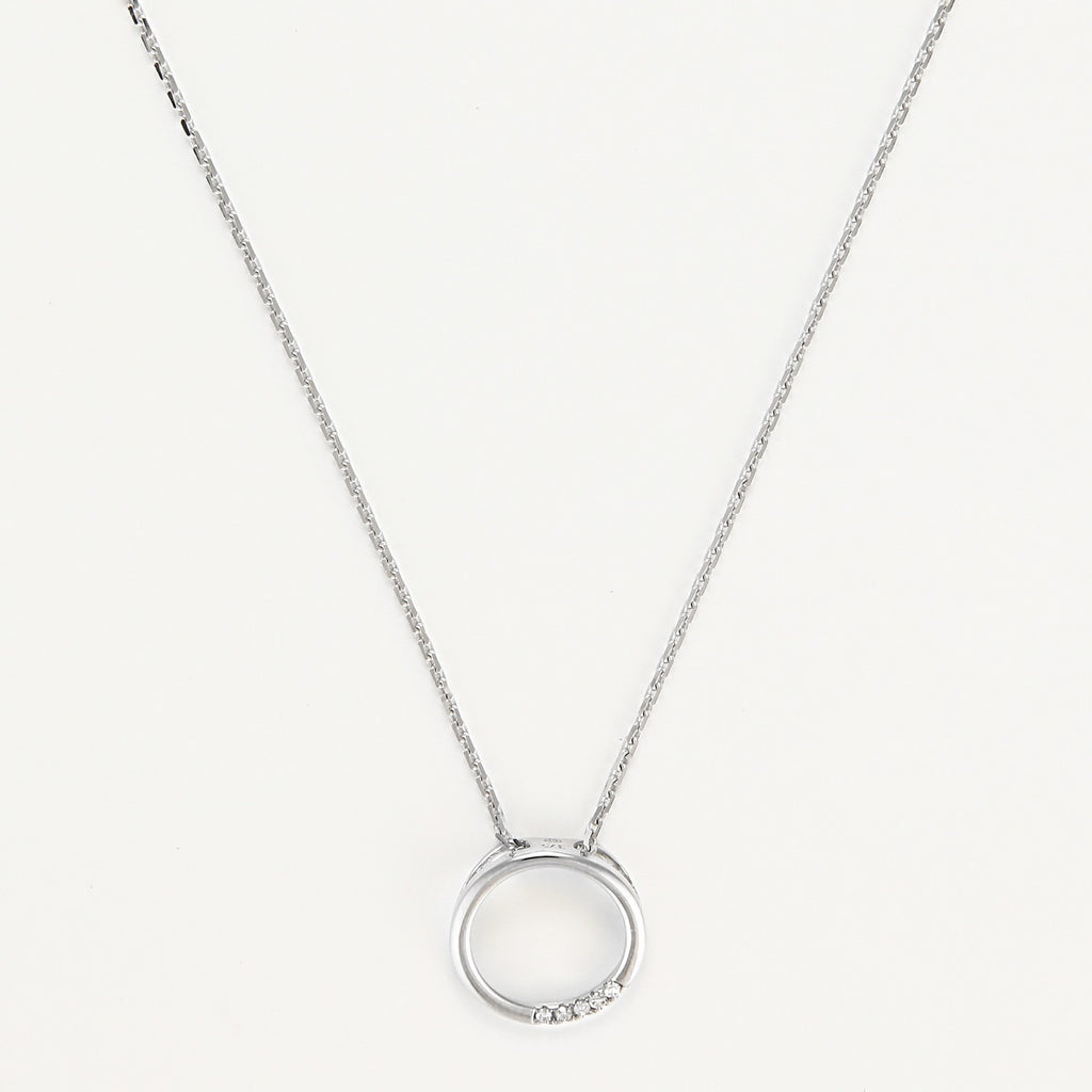 Pendentif "Cercle" Diamants 0,02/5 - Or Blanc 375/1000