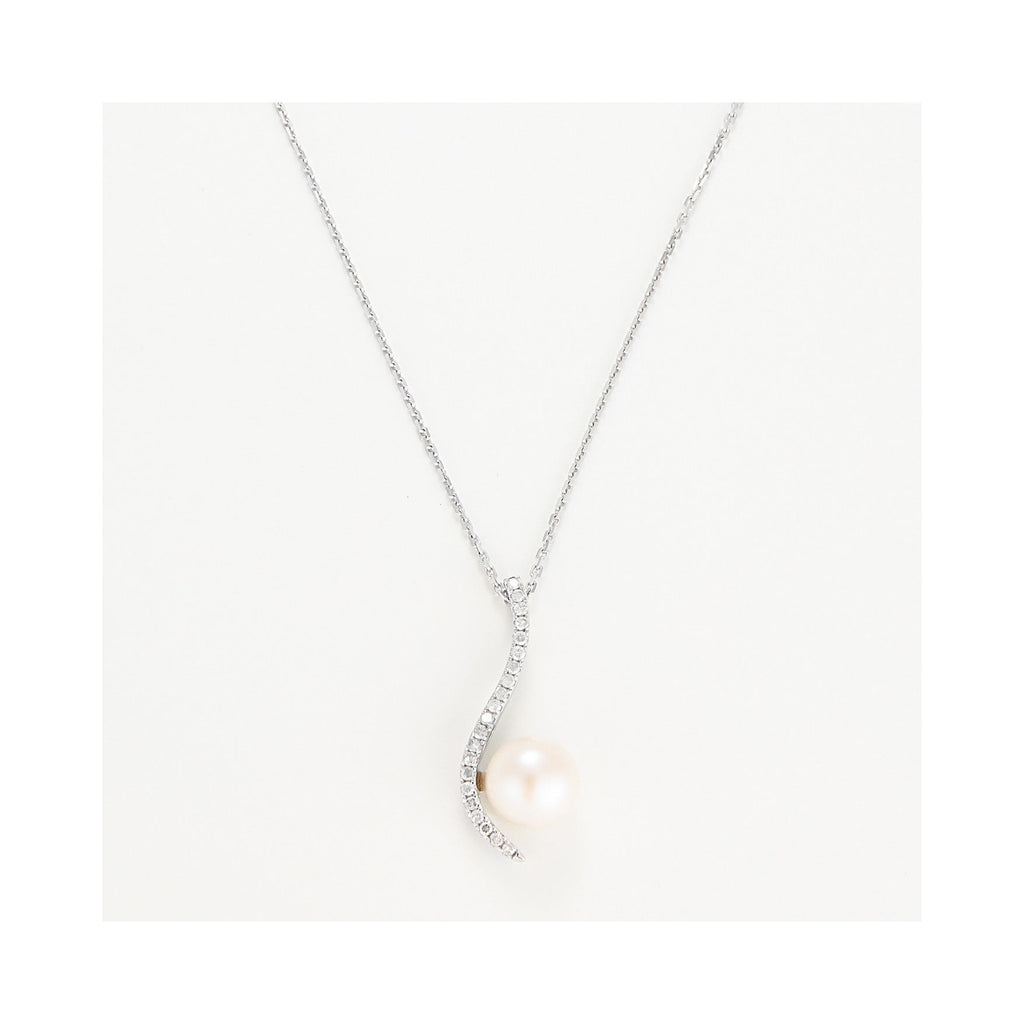 Pendentif "Vague Sublime" P 7Mm Et Diamants 0,12/21 - Or Blanc 375/1000
