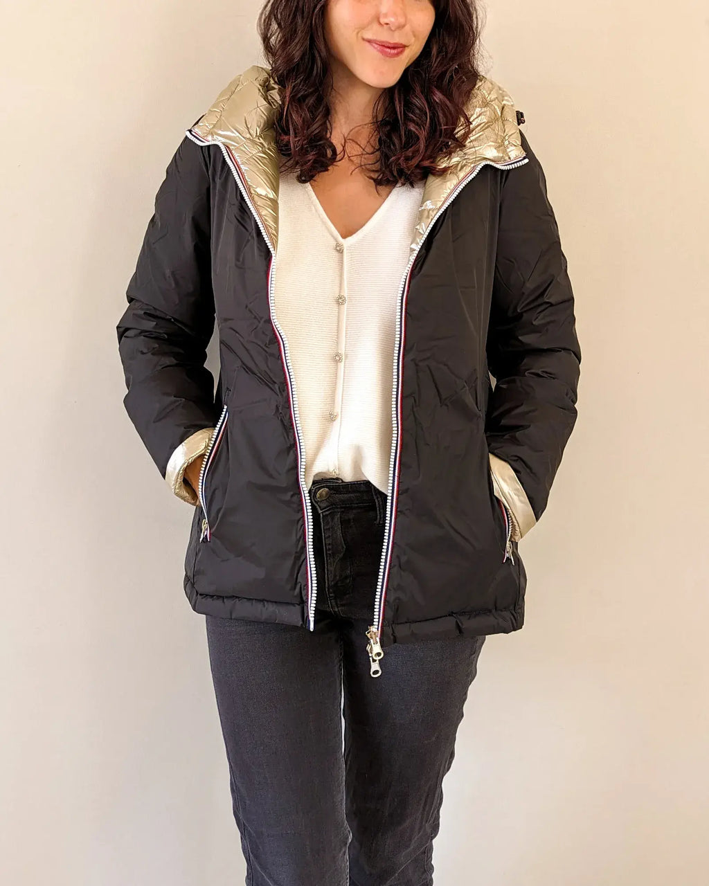 Amélia Down Jacket - Black/Gold