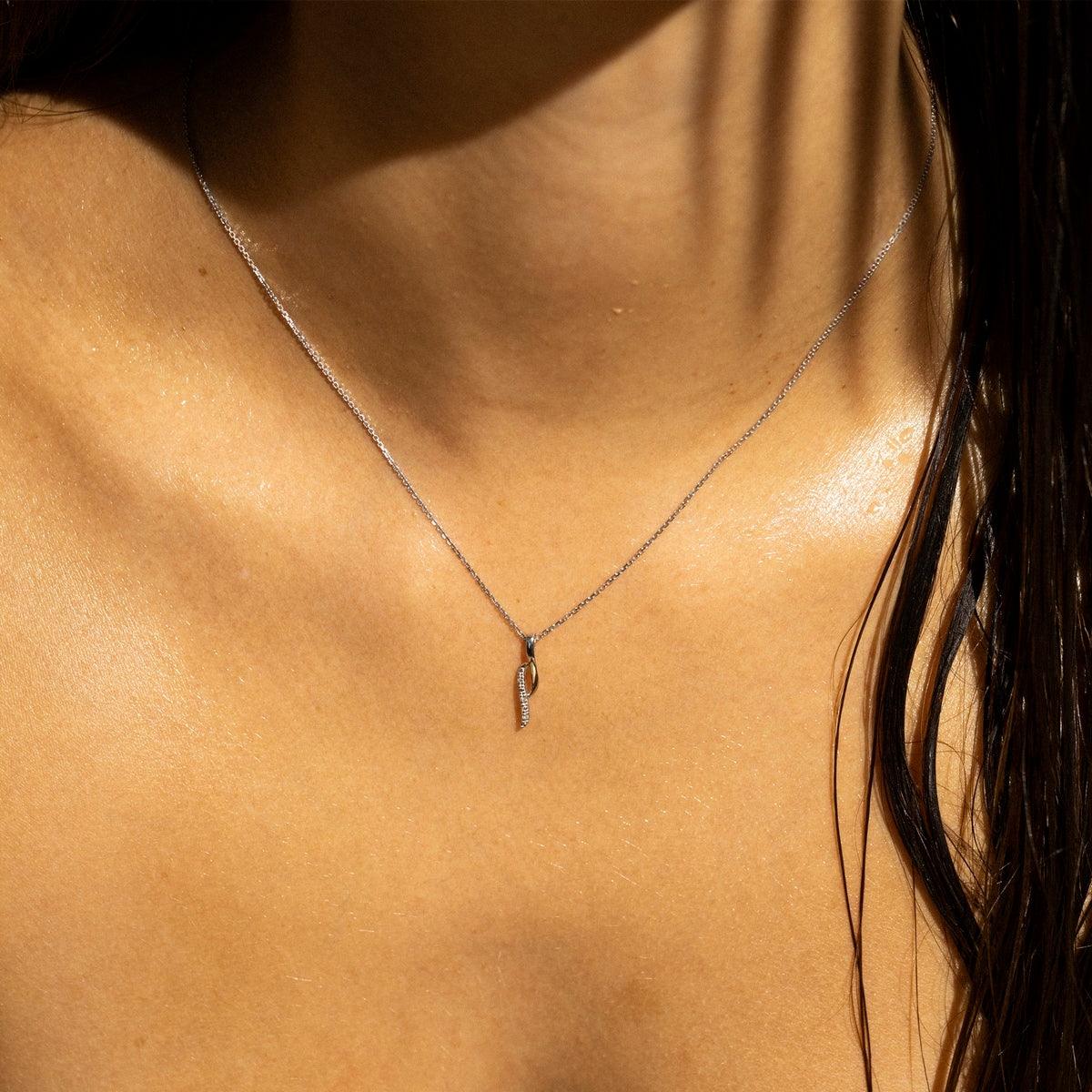 Colgante de diamantes "Life" 0.02Ct/3 - Oro blanco