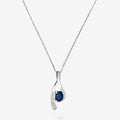 "Lana" Pendant: Diamonds 0.02Ct/5 + Sapphire 0.57Ct/1 - 375/1000 White Gold