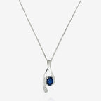 "Lana" Pendant: Diamonds 0.02Ct/5 + Sapphire 0.57Ct/1 - 375/1000 White Gold