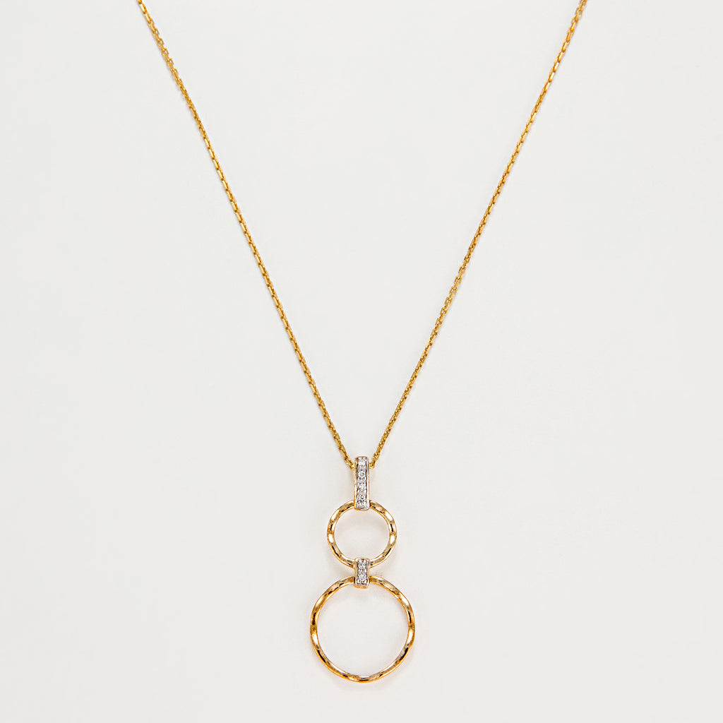 Colgante de Diamantes "Círculos de Oro" 0.02/6 - Oro amarillo