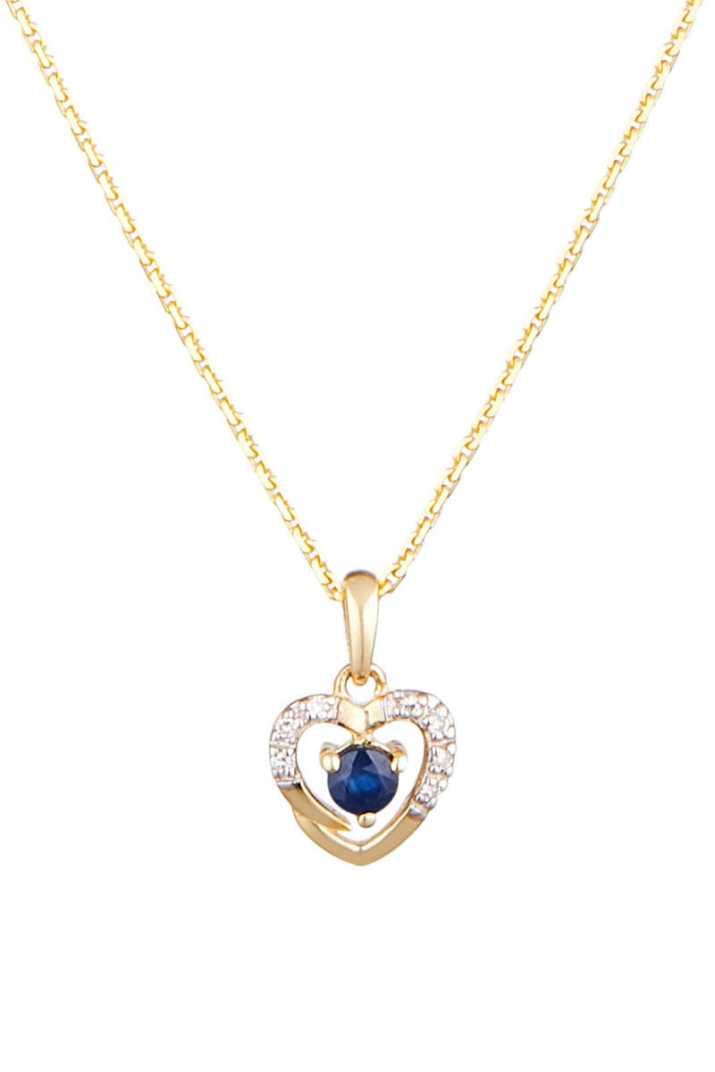 Pendentif "Heart" Diamants 0,02Ct/7 Et Saphir 0,16Ct/1