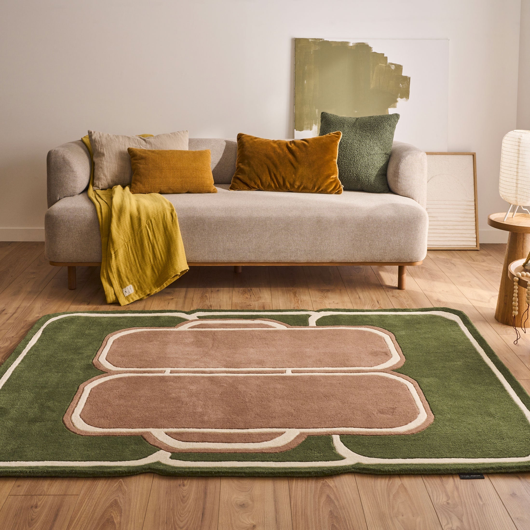 White Cedar – Green and brown wool rug White Cedar
