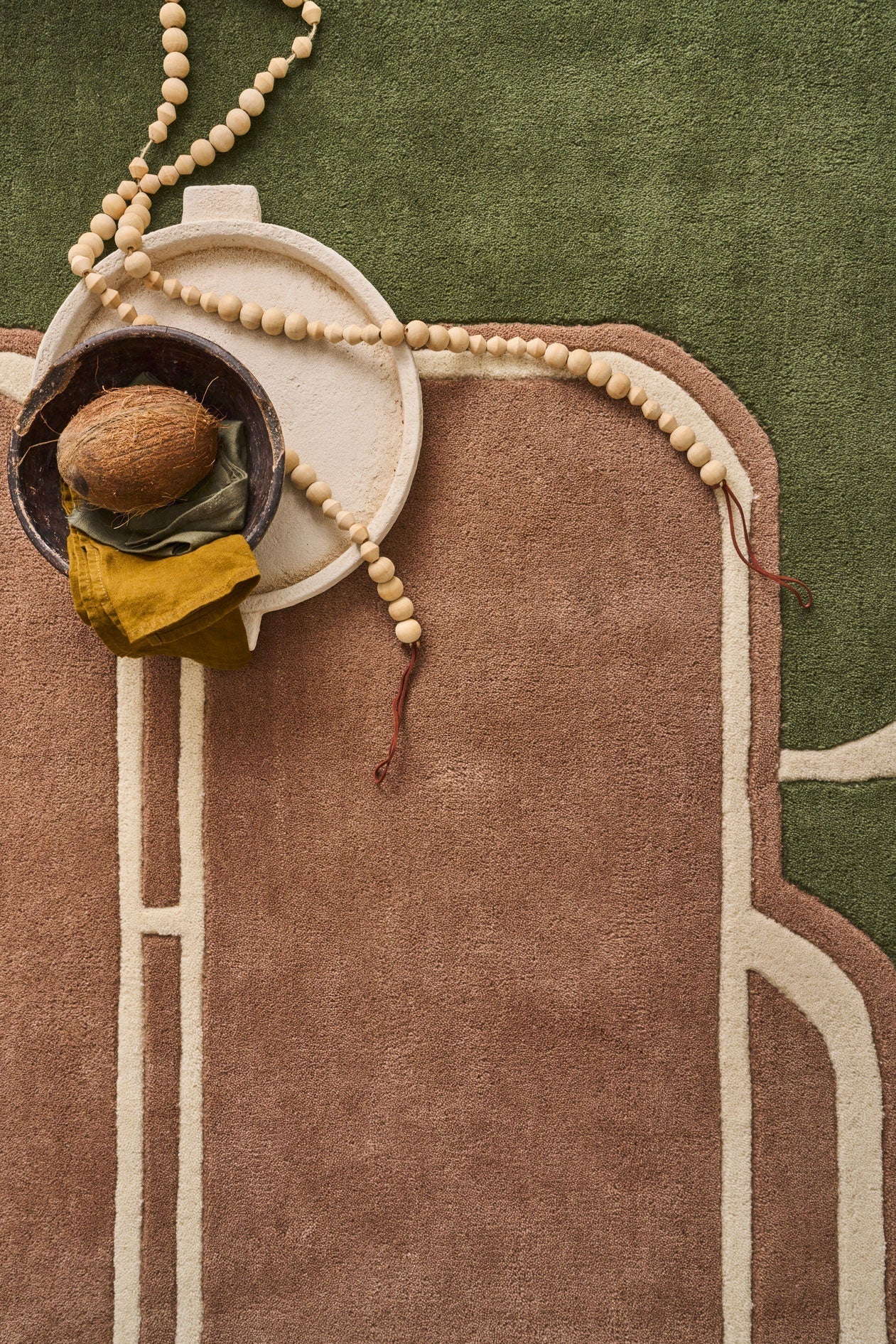 White Cedar – Green and brown wool rug White Cedar