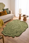 White Cedar – Organic Shaped Wool Rug – White Cedar Green