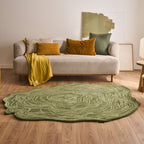 White Cedar – Organic Shaped Wool Rug – White Cedar Green