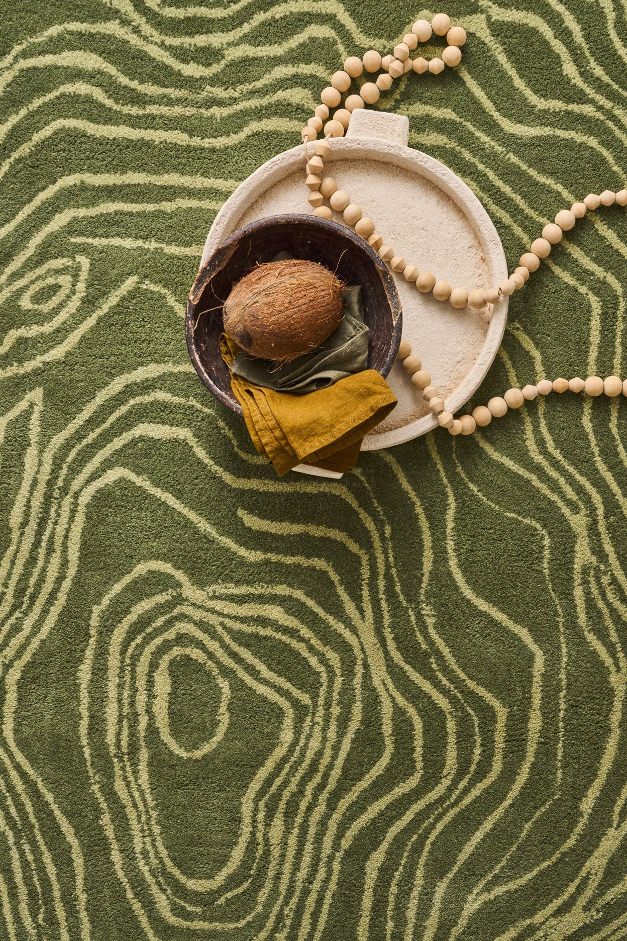 White Cedar – Organic Shaped Wool Rug – White Cedar Green