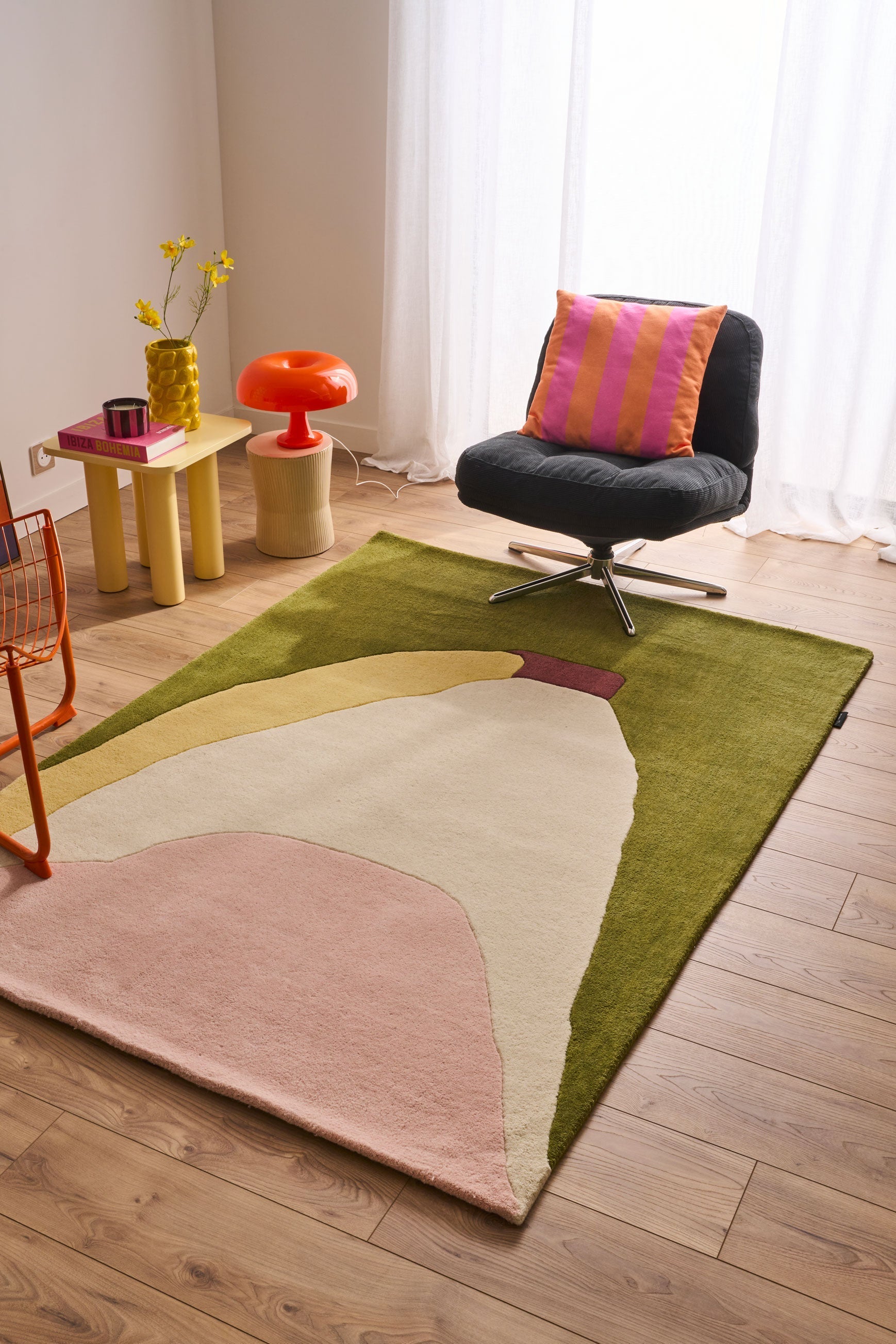 Sucreful Cloud – Sucreful Cloud Multicolored Green and Pink Wool Rug