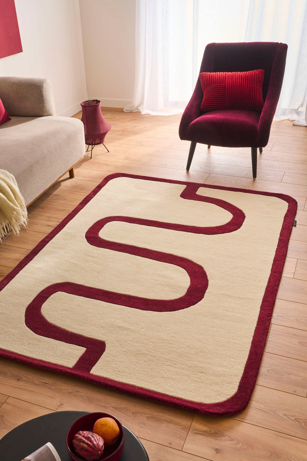 Rouge d'orage – Alfombra de lana - Borgoña Rouge d'orage