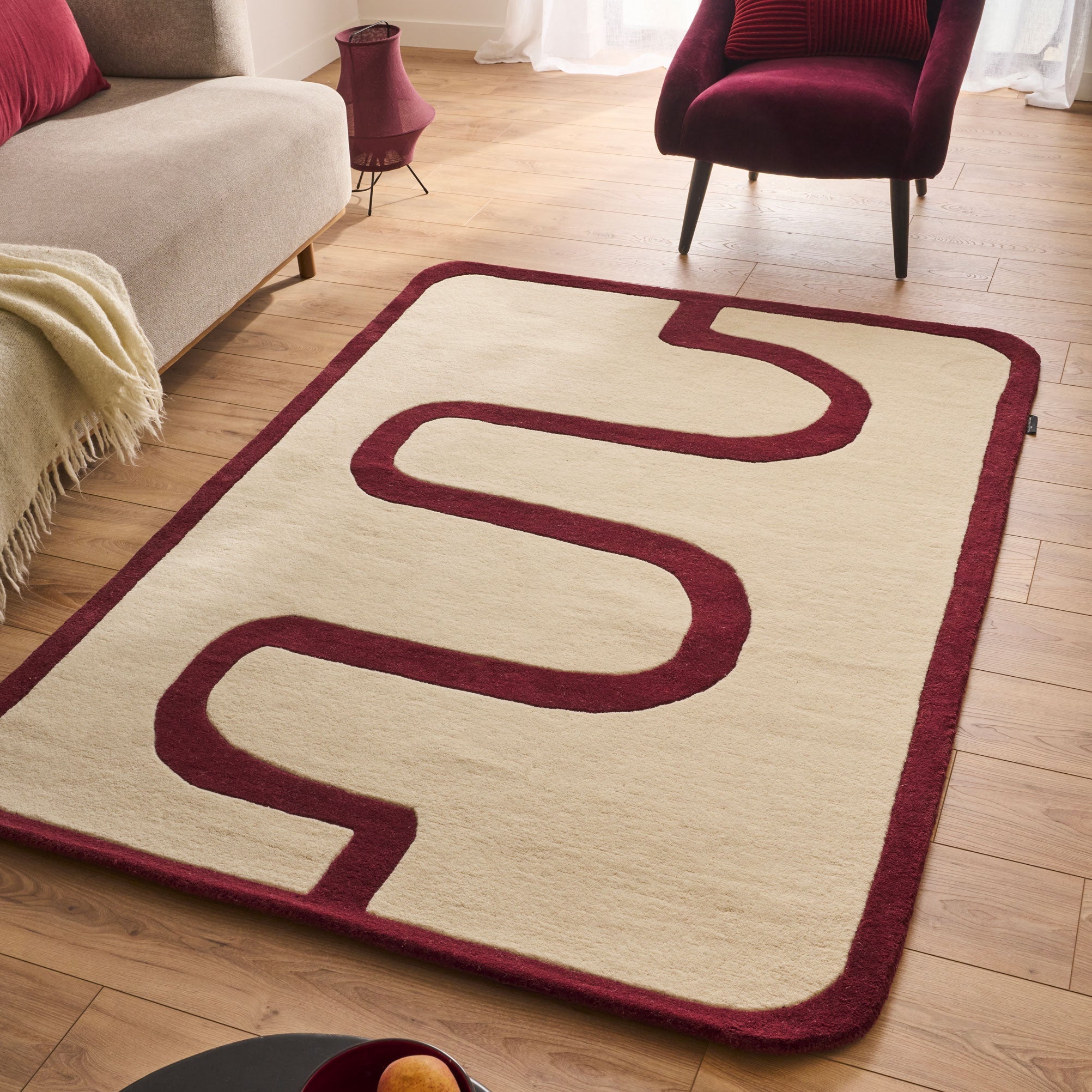 Rouge d'orage – Alfombra de lana - Borgoña Rouge d'orage